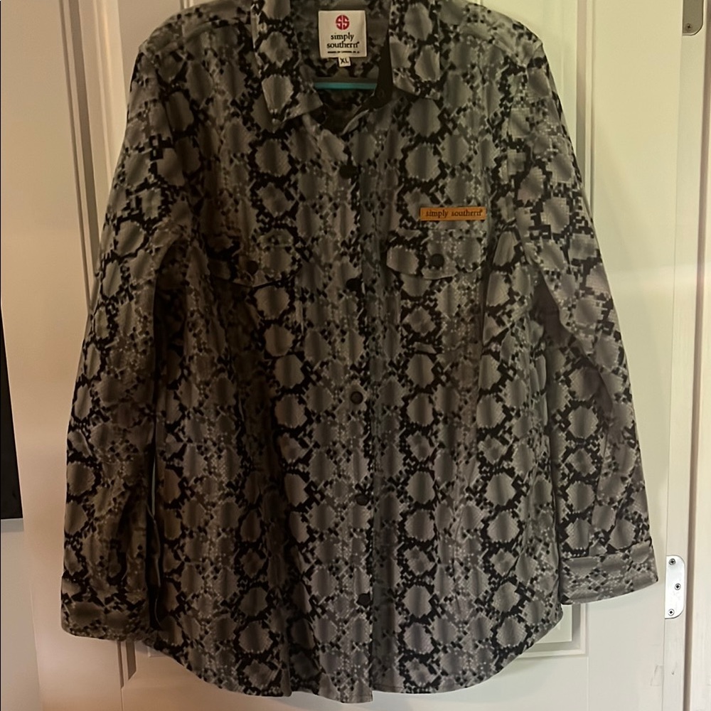 Simply Southern Black and Gray Snake Print Hoodie